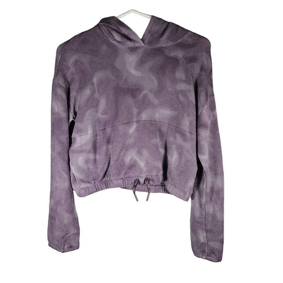 Athleta Girl‎ Pullover Crop Sweatshirt Drawstring Hoodie Purple Size L 12 - Picture 1 of 6